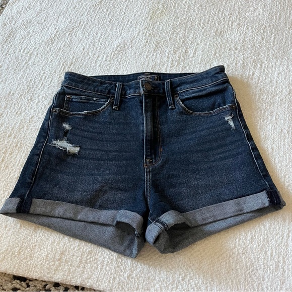 Abercrombie & Fitch Pants - Abercrombie & Fitch dark blue denim jean shorts high rise size 2/26